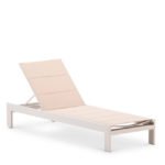 Tumbona de aluminio y textilene beige para hoteles con ruedas - Long Island