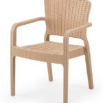 Silla para hostelería de polipropileno marrón claro con reposabrazos - Lecce