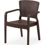 Silla para hostelería de polipropileno marrón con reposabrazos - Lecce