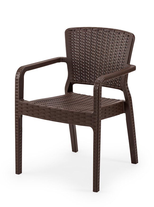 Silla para hostelería de polipropileno marrón con reposabrazos - Lecce