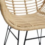 Silla con reposabrazos para hosteleria de hierro y mimbre beige - Veria