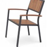 Silla de hostelería de aluminio antracita y teca - Conklin