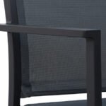 Silla de hostelería de aluminio y textilene negro con reposabrazos - Canton