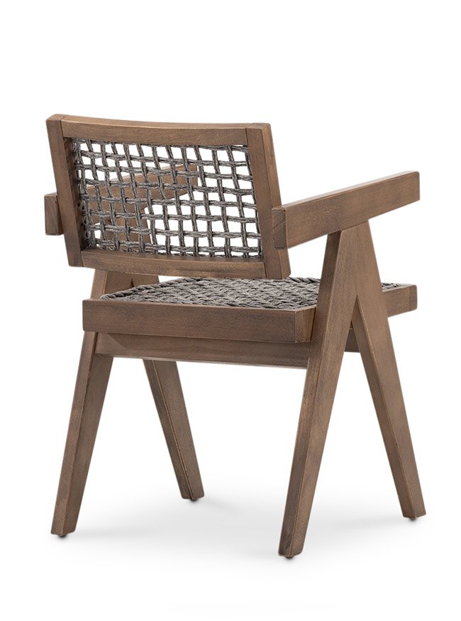 Silla de hostelería de madera y cuerda trenzada - Gapstow