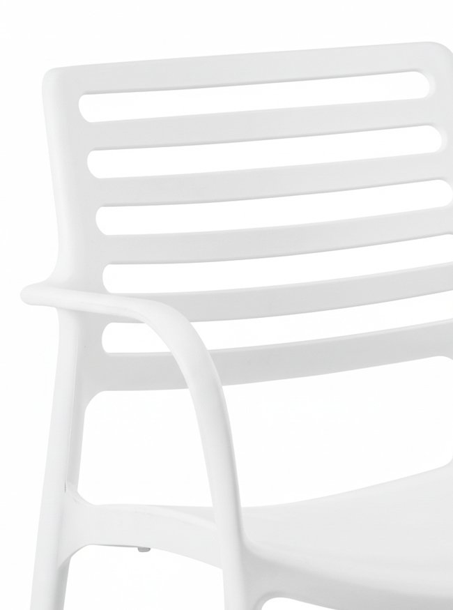 Silla de hosteleria de polipropileno blanco con reposabrazos - Reading