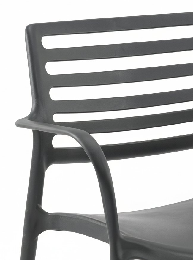 Silla de hosteleria de polipropileno antracita con reposabrazos - Reading