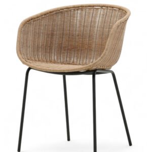 Silla para hosteleria de hierro y mimbre beige - Florina