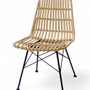 Silla para hosteleria de hierro y mimbre beige - Veria