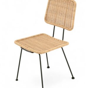 Silla para hosteleria de hierro y mimbre beige - Serres