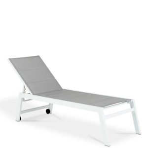 Tumbona para hostelería de aluminio blanco y textilene gris - Gables
