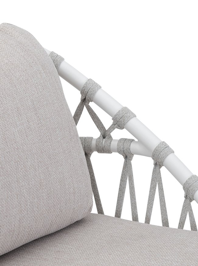 Sillón de hostelería de aluminio blanco y cuerda color gris - Amalfi