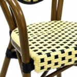 Sillón Parisina de aluminio y ratán beige con reposabrazos - Addison