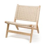 Sillón de hostelería madera y cuerda trenzada beige - Hudson