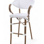 Taburete Parisino de aluminio con reposabrazos y textilene blanco - Owego