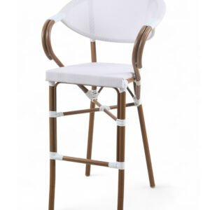 Taburete Parisino de aluminio con reposabrazos y textilene blanco - Owego