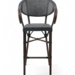 Taburete Parisino de aluminio con reposabrazos y textilene gris - Owego