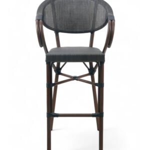 Taburete Parisino de aluminio con reposabrazos y textilene gris - Owego