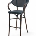 Taburete Parisino de aluminio con reposabrazos y textilene negro - Owego