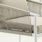 Sillón de hostelería de aluminio blanco y cuerda - Salerno
