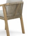 Silla de hostelería de madera y cuerda beige con reposabrazos - Riviera