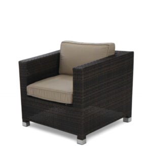 Sillón de hostelería de de acero y ratán marrón - Brook