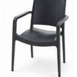 Silla de hostelería de polipropileno antracita con reposabrazos - Hamburg