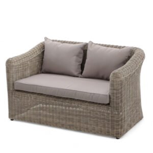 Sofá de 2 plazas de aluminio y ratán sintético color natural - Bridge