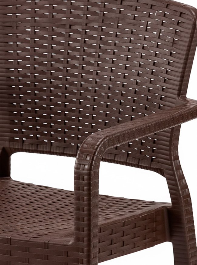 Silla para hostelería de polipropileno marrón con reposabrazos - Lecce