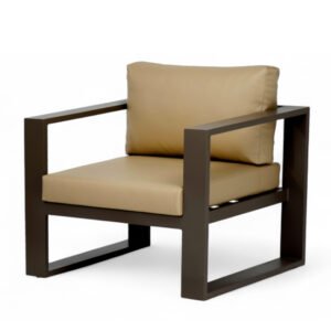 Sillón de alumino marrón y cojines taupé - Maleme