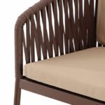 Taburete de bar de aluminio y cuerda con cojín marrón - Mercer