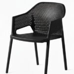 Silla con reposabrazos de tecnopolímero negro para hosteleria - Nausa