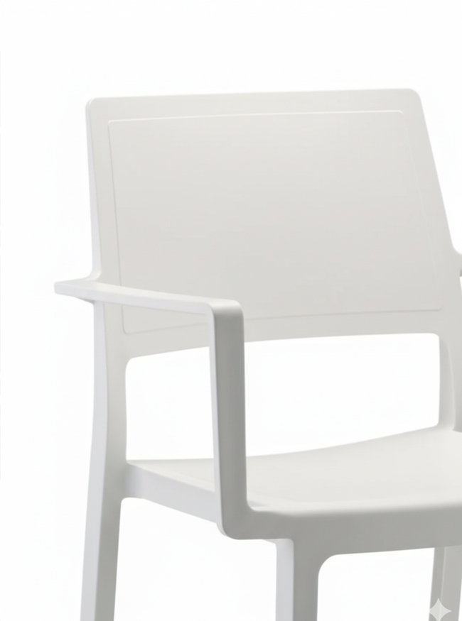 Silla de tecnopolímero color lino con reposabrazos - Muncy