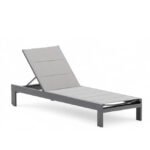 Tumbona de aluminio y textilene antracita para hoteles con ruedas - Long Island