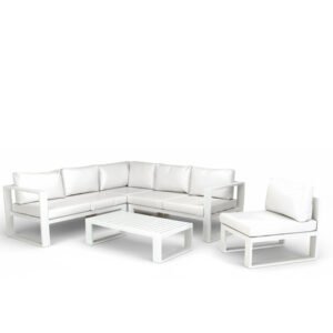 Sofá esquinero para hostelería de aluminio blanco - Retino