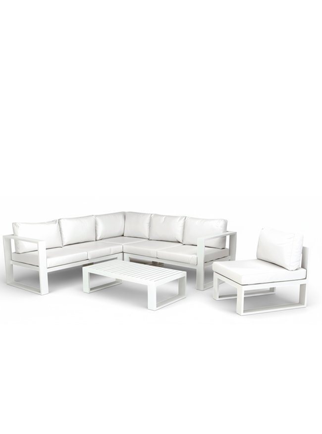 Sofá esquinero para hostelería de aluminio blanco - Retino