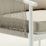 Sillón de hostelería de aluminio blanco y cuerda - Salerno