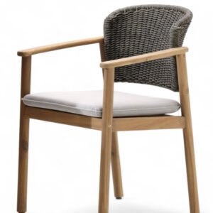 Silla de madera y cuerda con reposabrazos - Brera