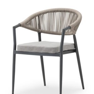 Silla de aluminio antracita y cuerda de ratán arena - Oswego