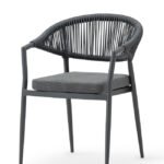 Silla de aluminio antracita y cuerda de ratán antracita - Rome