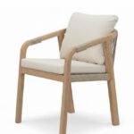 Silla de hostelería de madera y cuerda beige con reposabrazos - Riviera