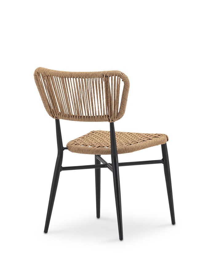 Silla de hosteleria de aluminio y cuerda color natural - Fulton