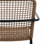 Silla de hostelería de hierro negro y cuerda marrón - Medford