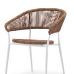 Silla de hostelería de aluminio blanco y cuerda con reposabrazos - Seneca