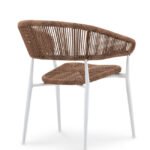 Silla de hostelería de aluminio blanco y cuerda con reposabrazos - Seneca