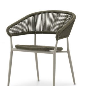 Sillla de hosteleria de aluminio gris y cuerda verde con reposabrazos - Seneca