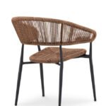 Sillla de hosteleria de aluminio negro y cuerda marrón con reposabrazos - Seneca