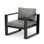 Sillón de alumino antracita y cojines grises - Canea