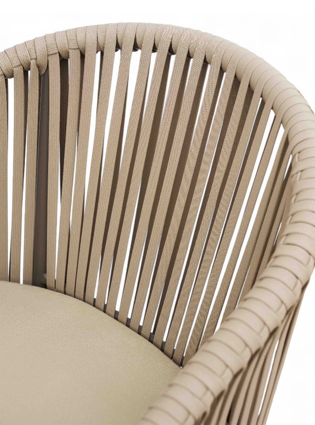 Silla de hostelería de aluminio y cuerda con cojín - Ithaca