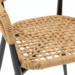 Silla de hostelería de aluminio negro y cuerda color natural con cojín - Maine