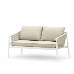 Sofá de 2 plazas de aluminio blanco y cuerda - Salerno